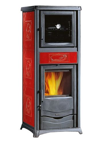 kamīnkrāsnis la nordica rossella plus forno evo ar bordo krāsas keramikas apdari