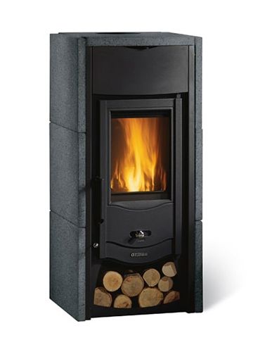 kamīnkrāsnis la nordica asia bii ar vulkāniskā akmens apdari